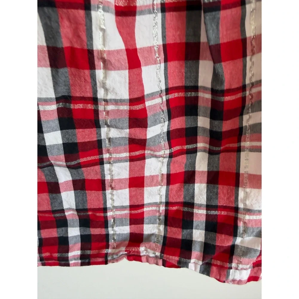 Carter's Baby Girls Red Black Plaid Holiday Top Silver Metallic Stripe 24 Months